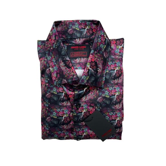 3-62 JARED LANG NWT Men's Dress Shirt Peacocks Multicolor M - Picture 13 of 16